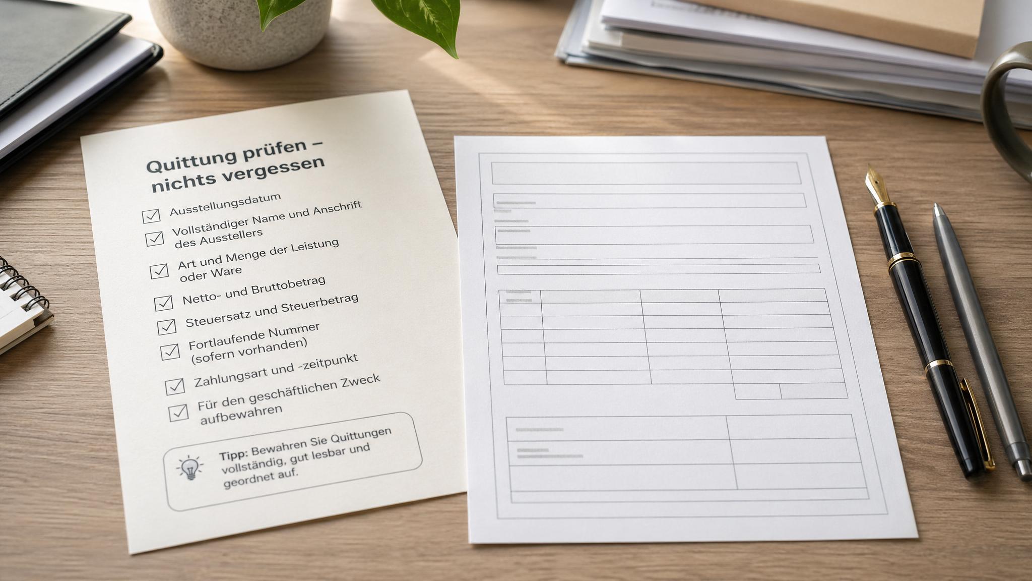 Checkliste zum Quittung schreiben