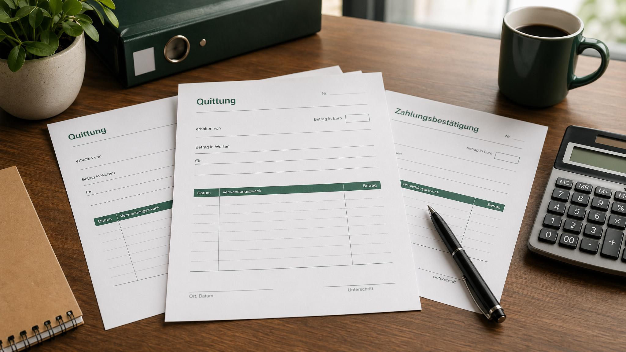 Quittung Kleinunternehmer mit Formular